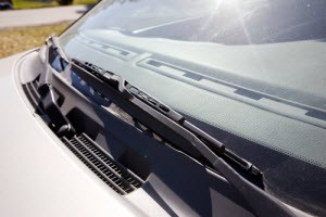close up windshield wiper